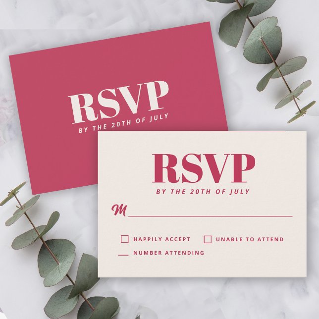 RSVP de mariage simple magenta moderne minimaliste (Créateur téléchargé)