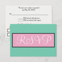 RSVP de mariage vert safran rose blanc
