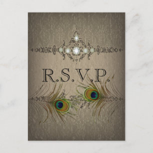 RSVP Einladung zur Vintagen Pfauenhochzeit