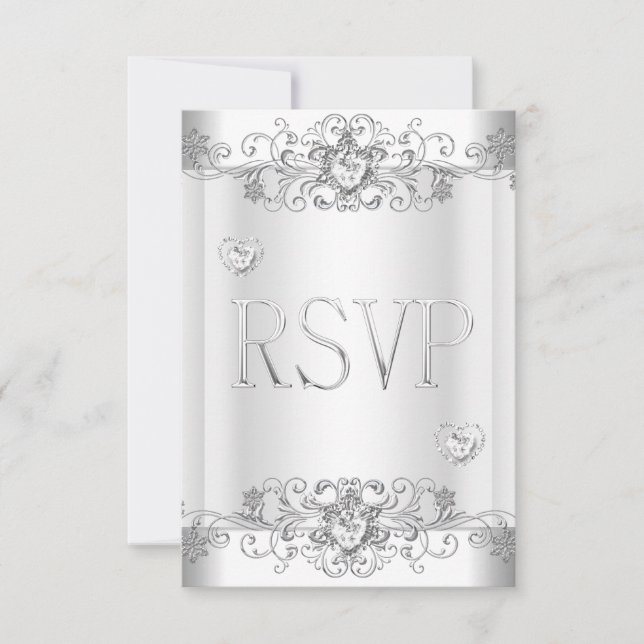 RSVP Elegant Événement Argent Blanc (Devant)