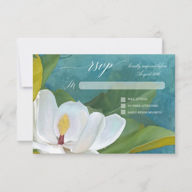 RSVP Elegant Magnolia Romantique Typographie Flora (Devant)