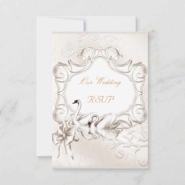 RSVP Elégant Mariage Blanc Crème Swans Set (Devant)