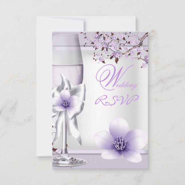 RSVP Élégant Mariage Lavande Violet Lilas 6 (Devant)