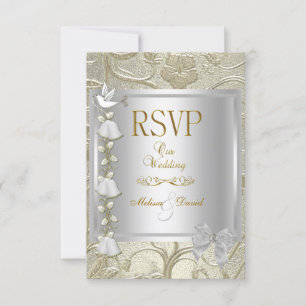 RSVP Elegant Mariage Or Argent Blanc Dove Damask