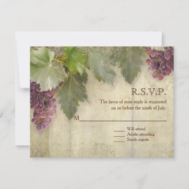 RSVP Elegant Rustic Vineyard Mariage (Devant)