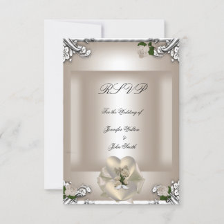 RSVP Elegante Hochzeit Creme Rose Silber Weiß Karte