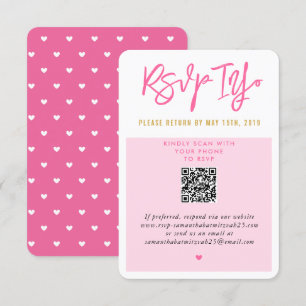 RSVP EN LIGNE rose blanc joli cœur qrcode or