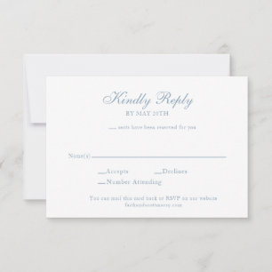RSVP Enclôture Card Dusty Blue Wedding Invitation