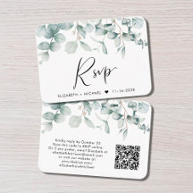 RSVP Eucalyptus Watercolor QR Code Wedding