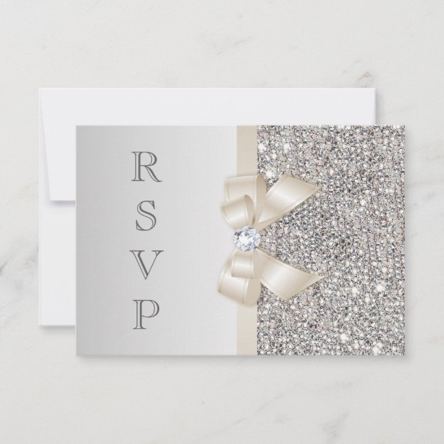 RSVP Faux Sequins Argentés Champagne Clair à Nœud (Devant)