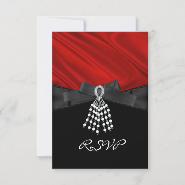 RSVP fête d'anniversaire Joyau de soie rouge Noir  (Devant)