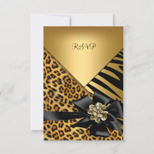 RSVP fête d'anniversaire Zebra Leopard Gold Elegan