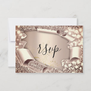RSVP Fête de Mariage Pailletée Rose Gold Floral