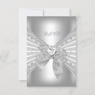 RSVP Fiançailles Diamond Coeur Blanc Argent Bow