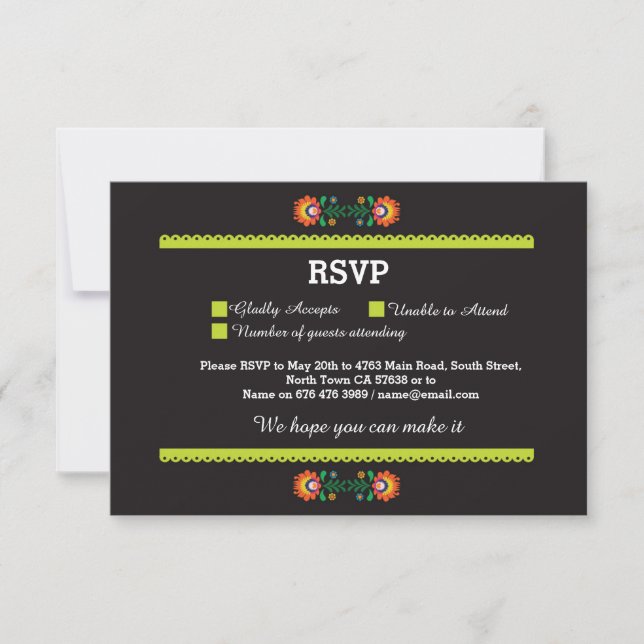 RSVP Fiesta Mexicaine Imprimé Cartes de Mariage (Devant)