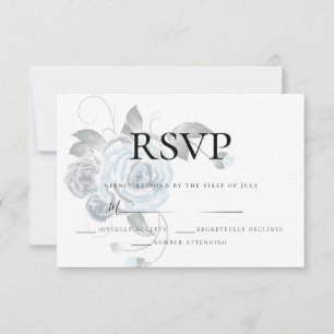 RSVP Fleurs de mariage bleu poussiéreux aquarell