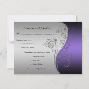 RSVP Floral Violet Noir et Argent Vintage