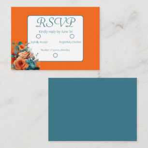 RSVP für aquamarine und orangefarbene Hochzeiten Mitteilungskarte