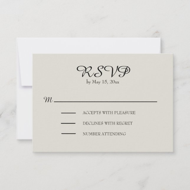 RSVP für creme und braun Karte (Vorderseite)