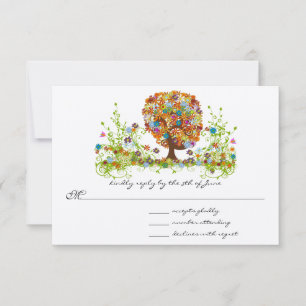 RSVP für die Hochzeit der verzauberten Waldseite Einladung