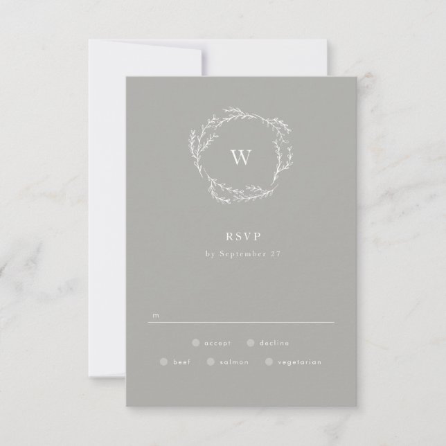 RSVP für eine RSVP-Hochzeit mit grauem und weißem  (Vorderseite)