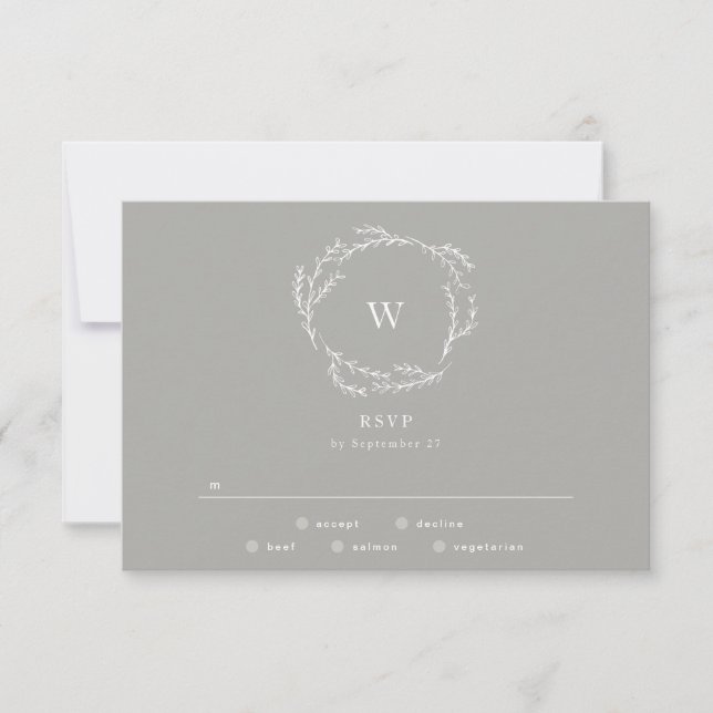 RSVP für eine RSVP-Hochzeit mit grauem und weißem  (Vorderseite)