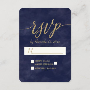 RSVP für einfache Hochzeit von Wasserfarben und Go Karte