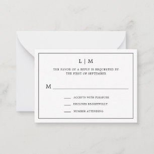 RSVP für einfache Schwarz-Weiß-Hochzeit Mitteilungskarte