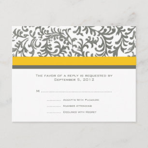 RSVP für gelbe und graue Hochzeit Karte