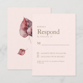 RSVP für Herbst-Folien Blush Simple Gold Text Wedd