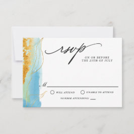 RSVP für Hochzeiten im Wasser und Sandfarben