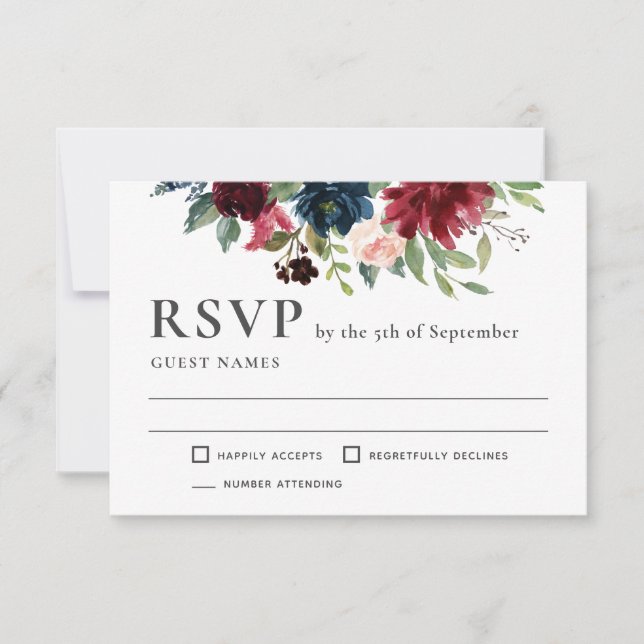 RSVP für Hochzeiten in Burgund und Seefeld Karte (Vorderseite)
