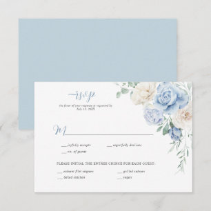 RSVP für Hochzeiten mit blauer und weißer Blüte Einladung