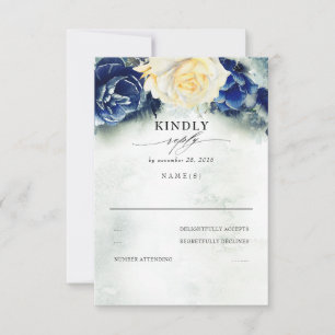 RSVP für Hochzeiten mit gelber und blauer Blüte