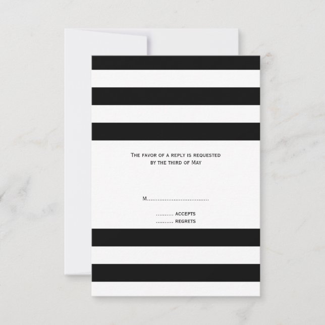 RSVP für Hochzeiten mit schwarzem und weißem Strei (Vorderseite)