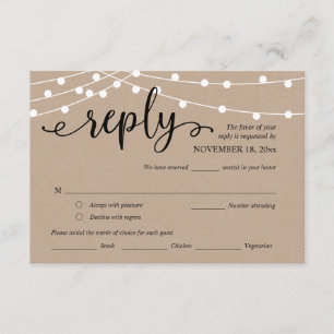RSVP für Hochzeiten, Optionen für Mahlzeiten, Kraf Begleitkarte
