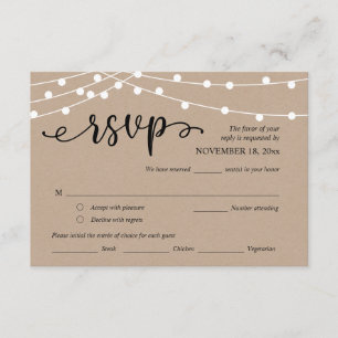 RSVP für Hochzeiten, Optionen für Mahlzeiten, Kraf Begleitkarte
