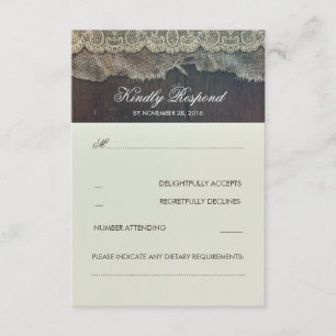 RSVP für Hochzeiten und Hochzeiten aus Holz Karte