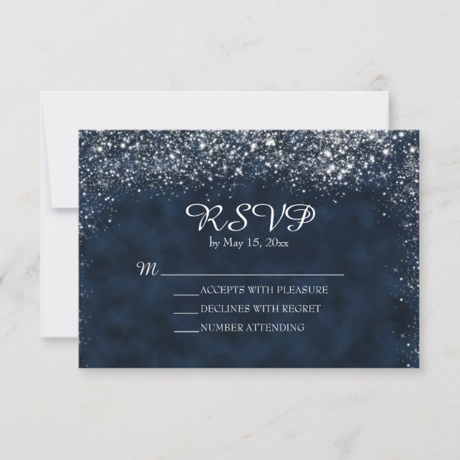 RSVP für Hochzeiten von Navy Blue und White Stardu (Vorderseite)