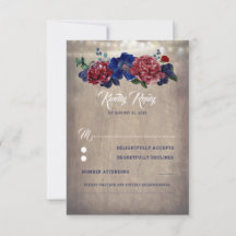 RSVP für Hochzeiten von Navy und Burgund