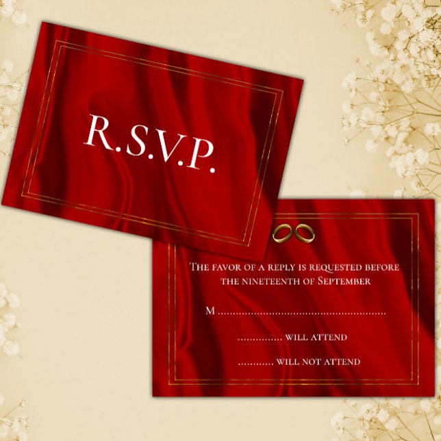 RSVP für Hochzeiten von Roter Seide und Gold Karte (Von Creator hochgeladen)
