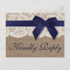 RSVP für Hochzeitsfahrten auf Burlap & Lace Einladungspostkarte