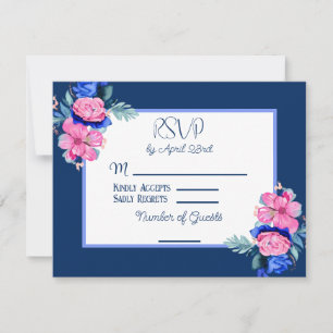 RSVP für Hochzeitsfeiern in Aquarellfarbe Rosa und Einladung