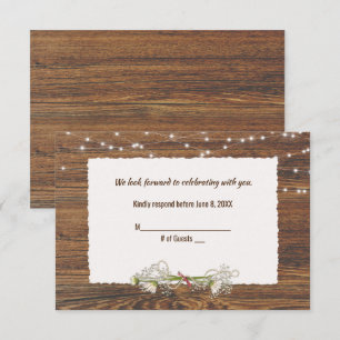 RSVP für Holz- und Lichtzeichenverheiratung Karte
