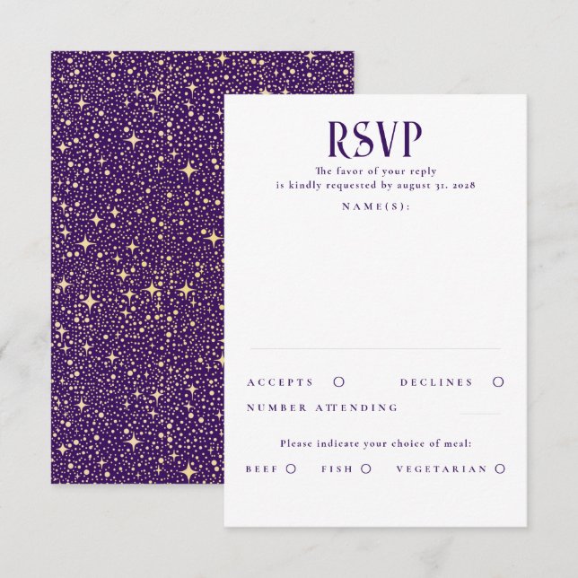 RSVP für Lila Hochzeiten und Hochzeiten (Vorne/Hinten)