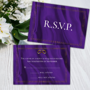 RSVP für lila Hochzeiten von Seide und Gold Karte