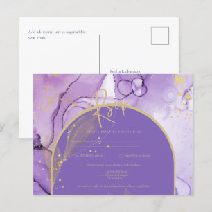 RSVP für lila Tintenfische und Lila Hochzeit Postkarte