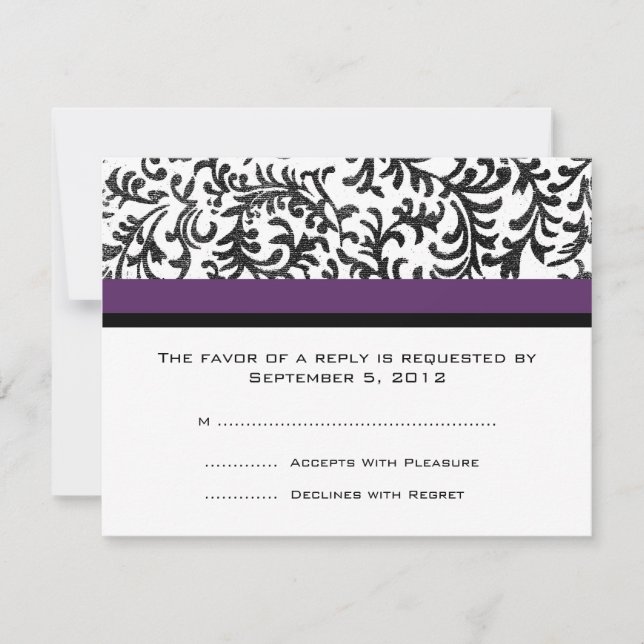 RSVP für lila und schwarze Hochzeiten (Vorderseite)