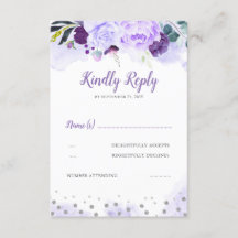 RSVP für lila und Silberblumen