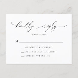 RSVP für Minimalistische Hochzeiten in Schwarz und Postkarte
